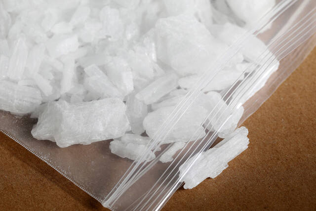 Pure methamphetamine in rock form at the DEA’s North Central Laboratory in Chicago, Ill.
